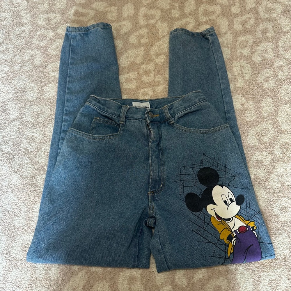 Jerry Leigh Mickey Mouse Jeans Blue High Waisted Graphic Denim Vintage 7